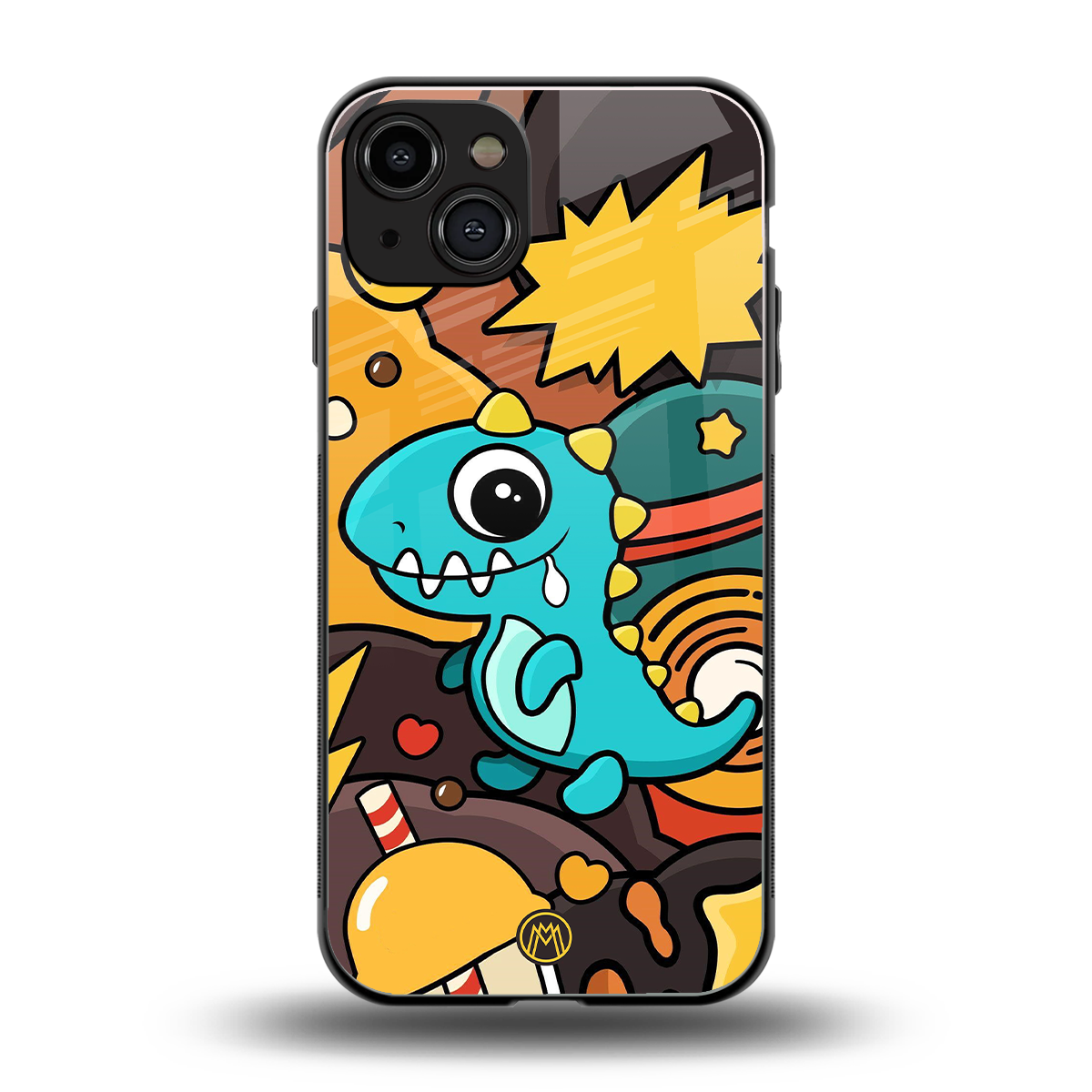emerald green dinosaur back phone cover | glass case for iphone 15
