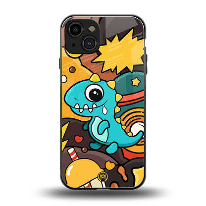 emerald green dinosaur back phone cover | glass case for iphone 15