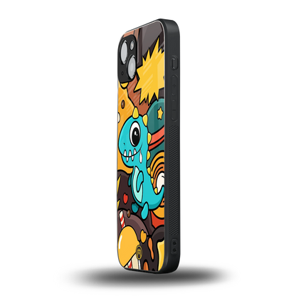 emerald green dinosaur back phone cover | glass case for iphone 15