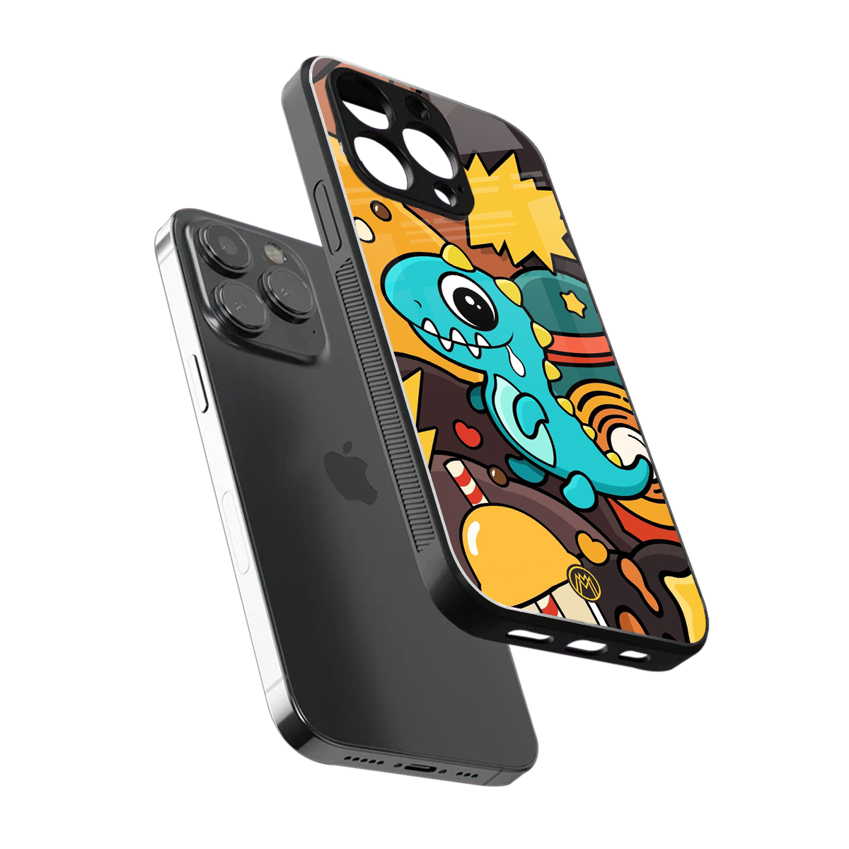 emerald green dinosaur back phone cover | glass case for iphone 15 pro