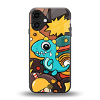 emerald green dinosaur back phone cover | glass case for iphone 16 plus