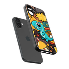 emerald green dinosaur back phone cover | glass case for iphone 16 plus