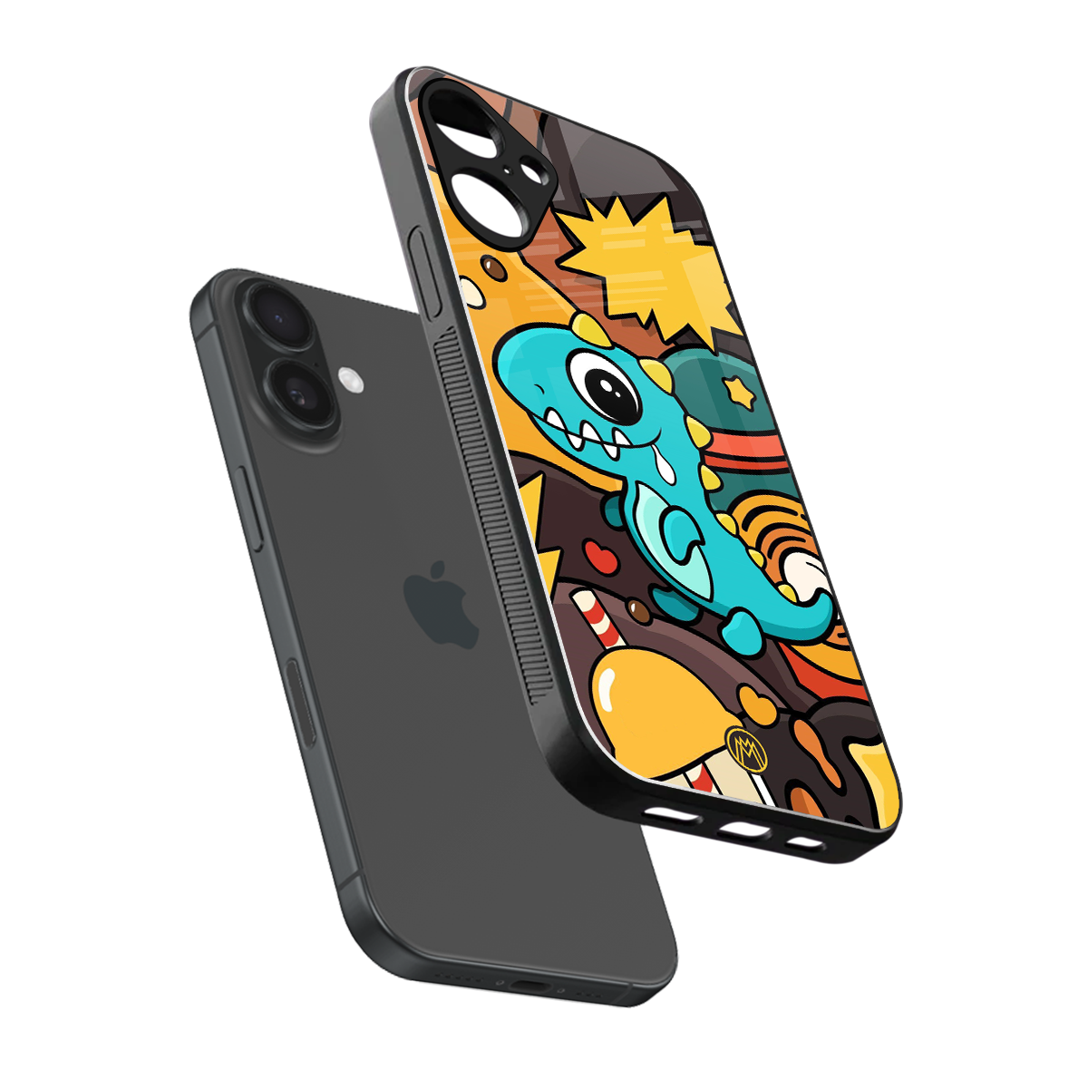 emerald green dinosaur back phone cover | glass case for iphone 16 plus