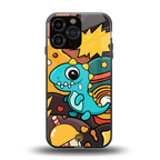emerald green dinosaur back phone cover | glass case for iphone 16 pro max