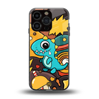 emerald green dinosaur back phone cover | glass case for iphone 16 pro