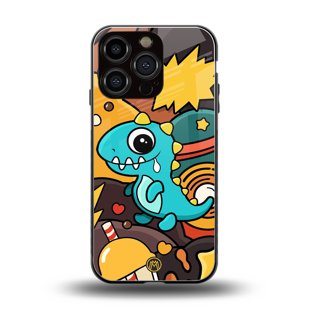 emerald green dinosaur back phone cover | glass case for iphone 16 pro