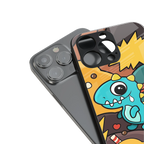 emerald green dinosaur back phone cover | glass case for iphone 14 plus
