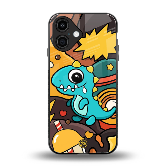 emerald green dinosaur back phone cover | glass case for iphone 16