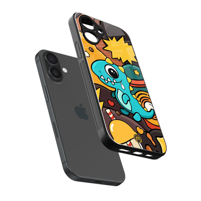 emerald green dinosaur back phone cover | glass case for iphone 16