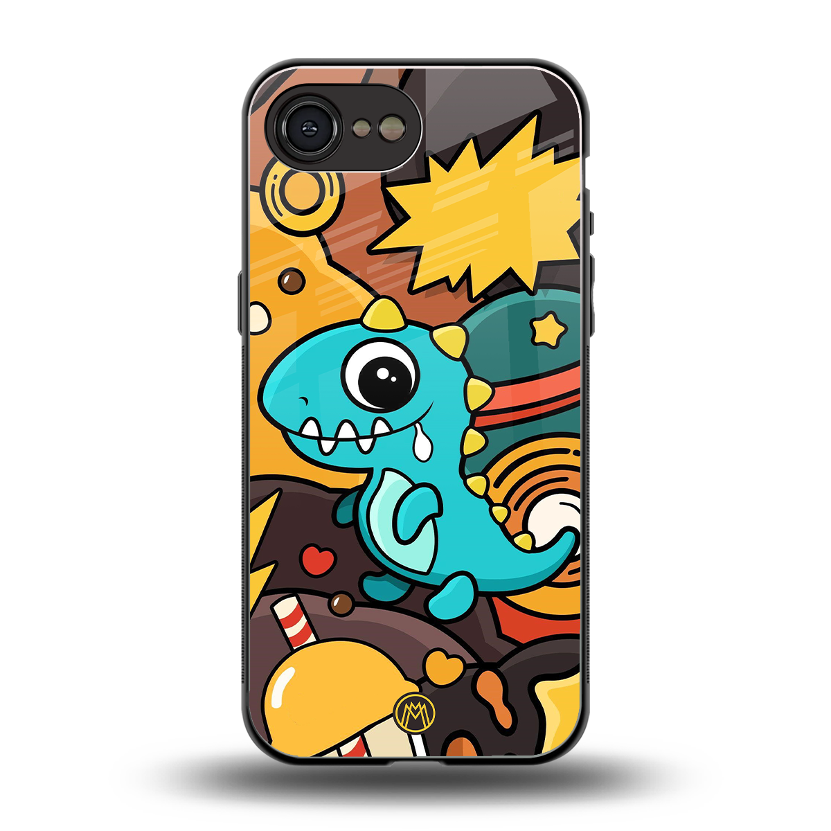 emerald green dinosaur back phone cover | glass case for iphone 16e