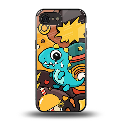 emerald green dinosaur back phone cover | glass case for iphone 16e