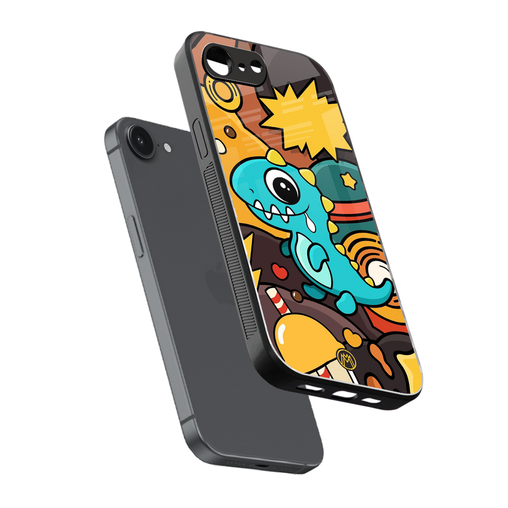 emerald green dinosaur back phone cover | glass case for iphone 16e