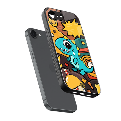 emerald green dinosaur back phone cover | glass case for iphone 16e