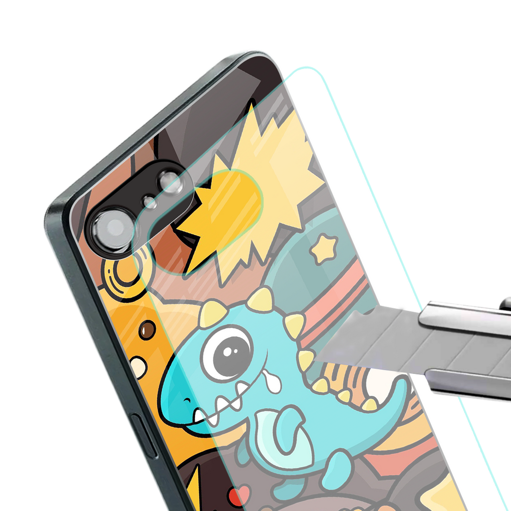 emerald green dinosaur back phone cover | glass case for iphone 16e