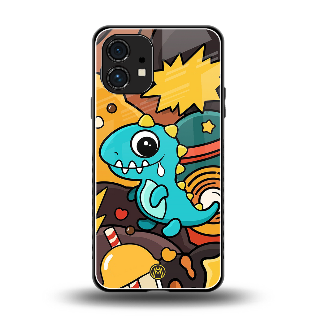 emerald green dinosaur back phone cover | glass case for nothing phone 1