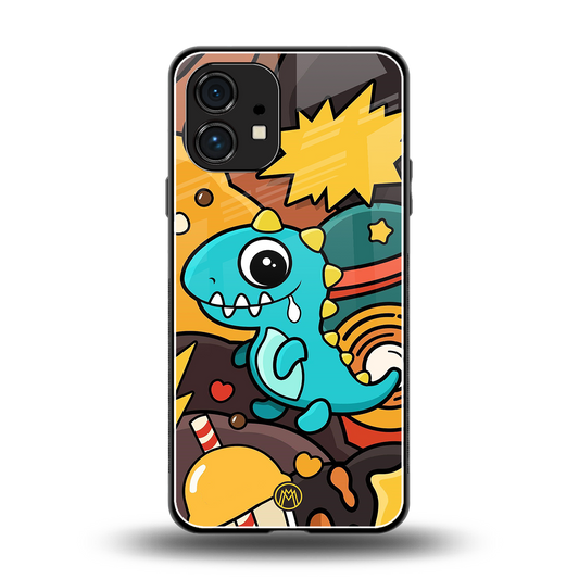 emerald green dinosaur back phone cover | glass case for nothing phone 1