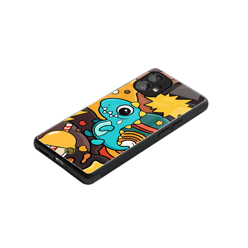 emerald green dinosaur back phone cover | glass case for nothing phone 1