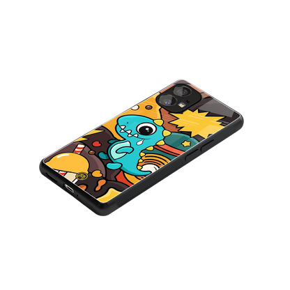 emerald green dinosaur back phone cover | glass case for nothing phone 1