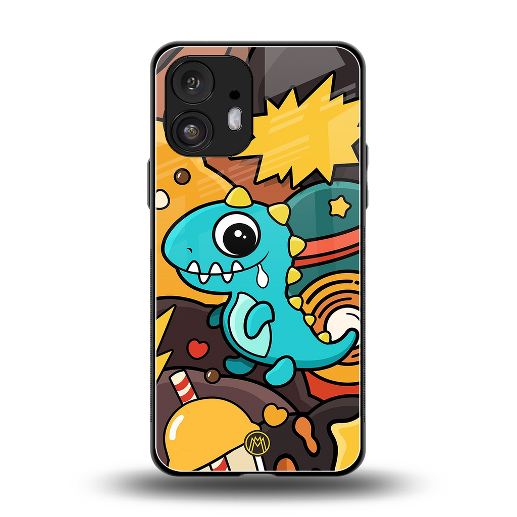 emerald green dinosaur back phone cover | glass case for nothing phone 2