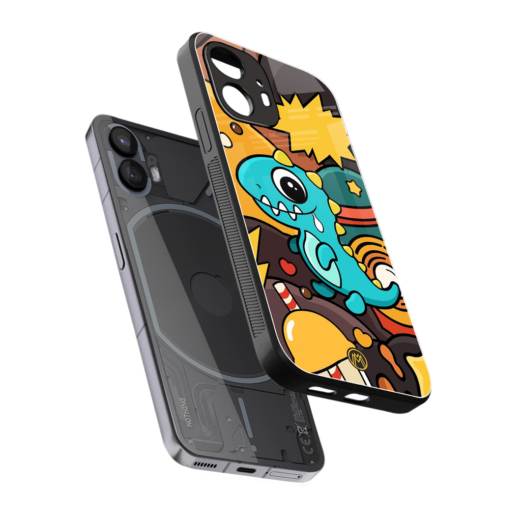 emerald green dinosaur back phone cover | glass case for nothing phone 2