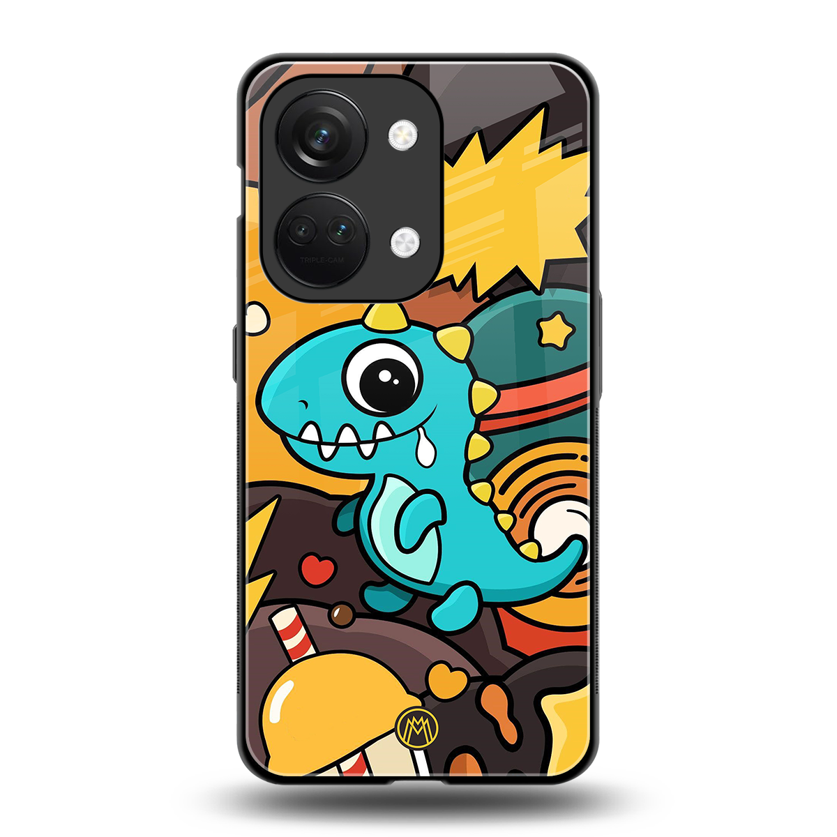 emerald green dinosaur back phone cover | glass case for oneplus nord 3