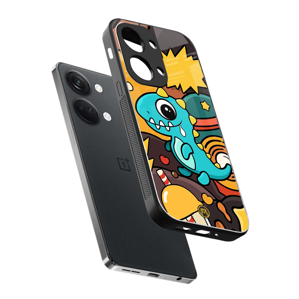 emerald green dinosaur back phone cover | glass case for oneplus nord 3