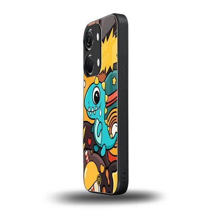 emerald green dinosaur back phone cover | glass case for oneplus nord 3