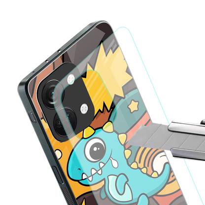 emerald green dinosaur back phone cover | glass case for oneplus nord 3