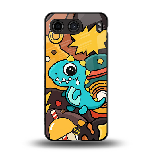 emerald green dinosaur back phone cover | glass case for oneplus nord 4