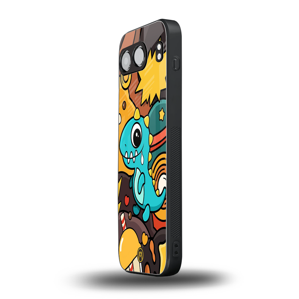 emerald green dinosaur back phone cover | glass case for oneplus nord 4