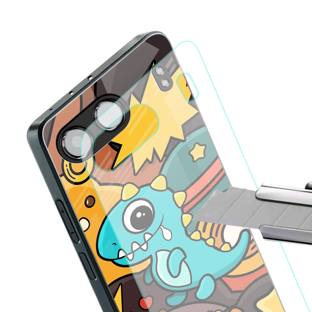 emerald green dinosaur back phone cover | glass case for oneplus nord 4