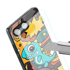emerald green dinosaur back phone cover | glass case for oneplus nord 4