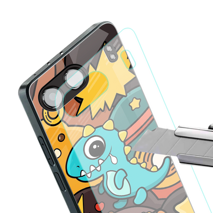 emerald green dinosaur back phone cover | glass case for oneplus nord 4