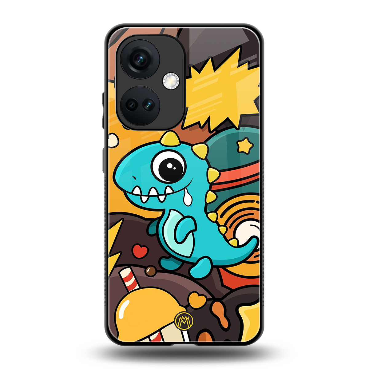 emerald green dinosaur back phone cover | glass case for oneplus nord ce 3