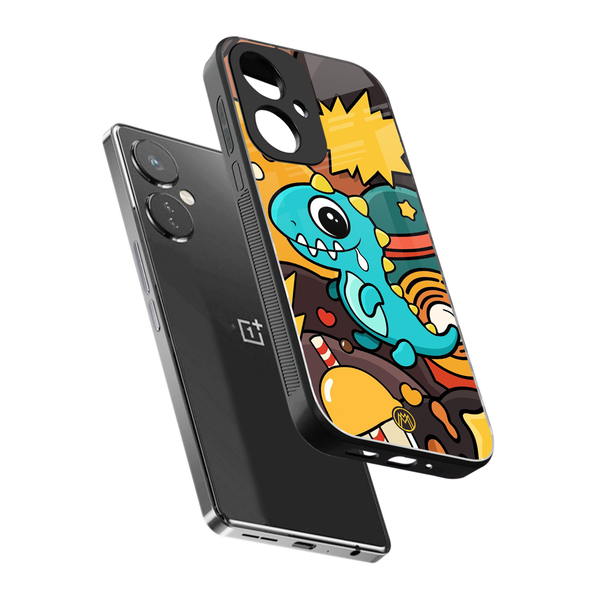 emerald green dinosaur back phone cover | glass case for oneplus nord ce 3