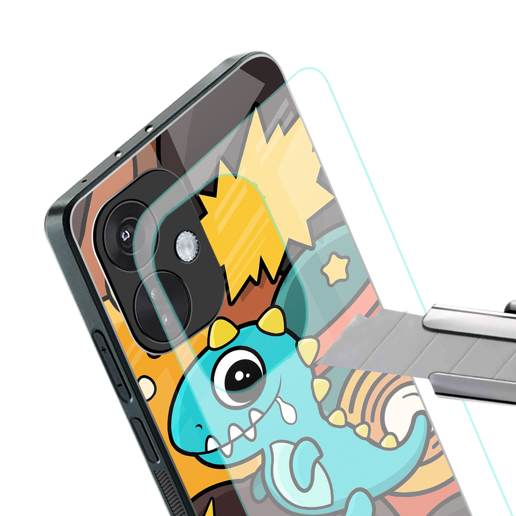 emerald green dinosaur back phone cover | glass case for oneplus nord ce 3