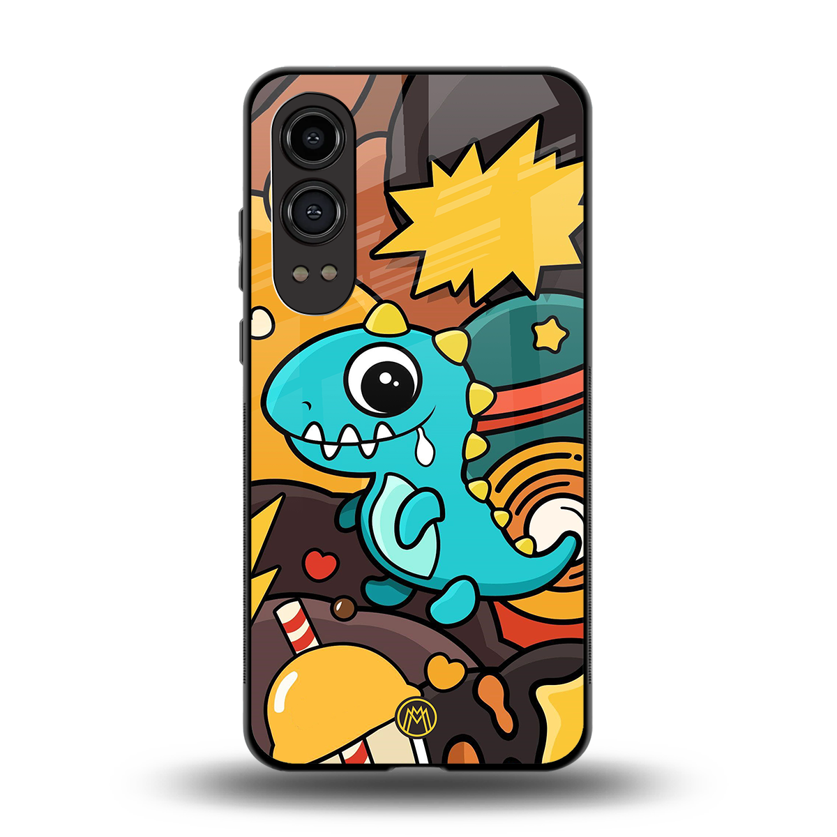 emerald green dinosaur back phone cover | glass case for oneplus nord ce 4 lite