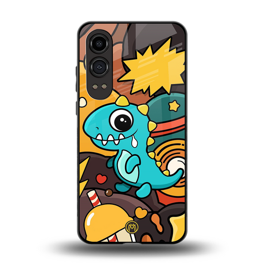 emerald green dinosaur back phone cover | glass case for oneplus nord ce 4 lite