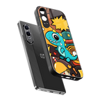 emerald green dinosaur back phone cover | glass case for oneplus nord ce 4 lite