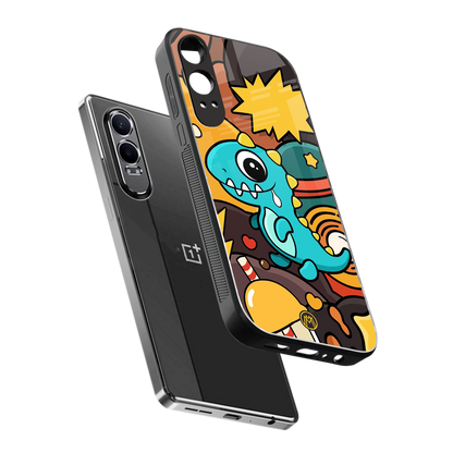 emerald green dinosaur back phone cover | glass case for oneplus nord ce 4 lite