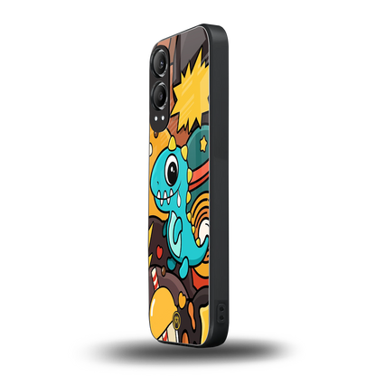 emerald green dinosaur back phone cover | glass case for oneplus nord ce 4 lite
