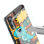 emerald green dinosaur back phone cover | glass case for oneplus nord ce 4 lite