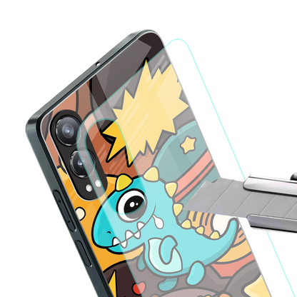 emerald green dinosaur back phone cover | glass case for oneplus nord ce 4 lite