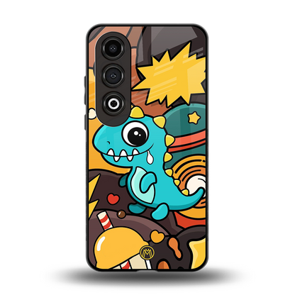 emerald green dinosaur back phone cover | glass case for oneplus nord ce 4