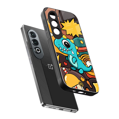emerald green dinosaur back phone cover | glass case for oneplus nord ce 4