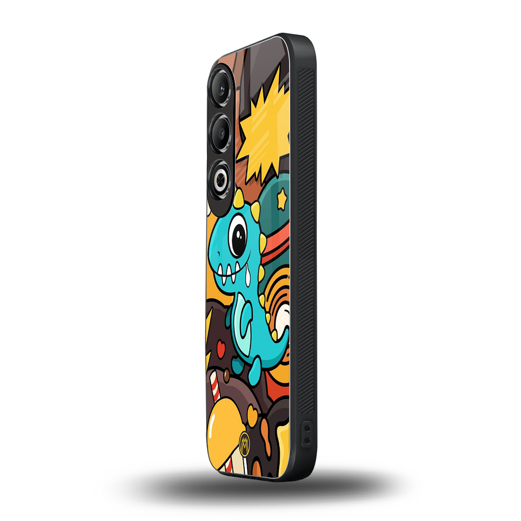 emerald green dinosaur back phone cover | glass case for oneplus nord ce 4