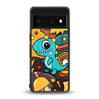 emerald green dinosaur back phone cover | glass case for google pixel 6 pro