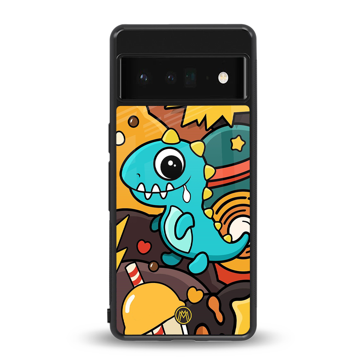 emerald green dinosaur back phone cover | glass case for google pixel 6 pro