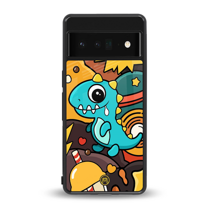 emerald green dinosaur back phone cover | glass case for google pixel 6 pro