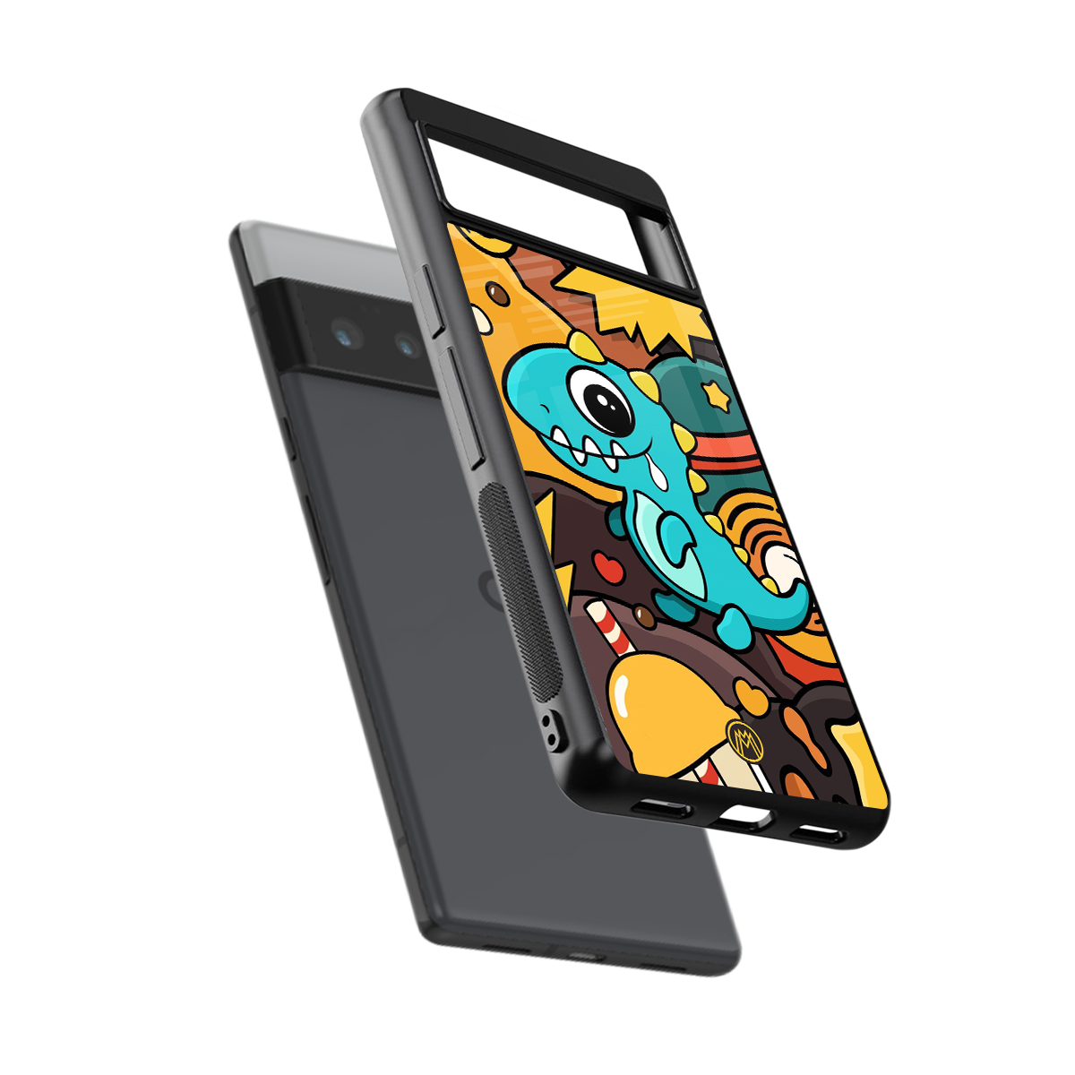 emerald green dinosaur back phone cover | glass case for google pixel 6 pro